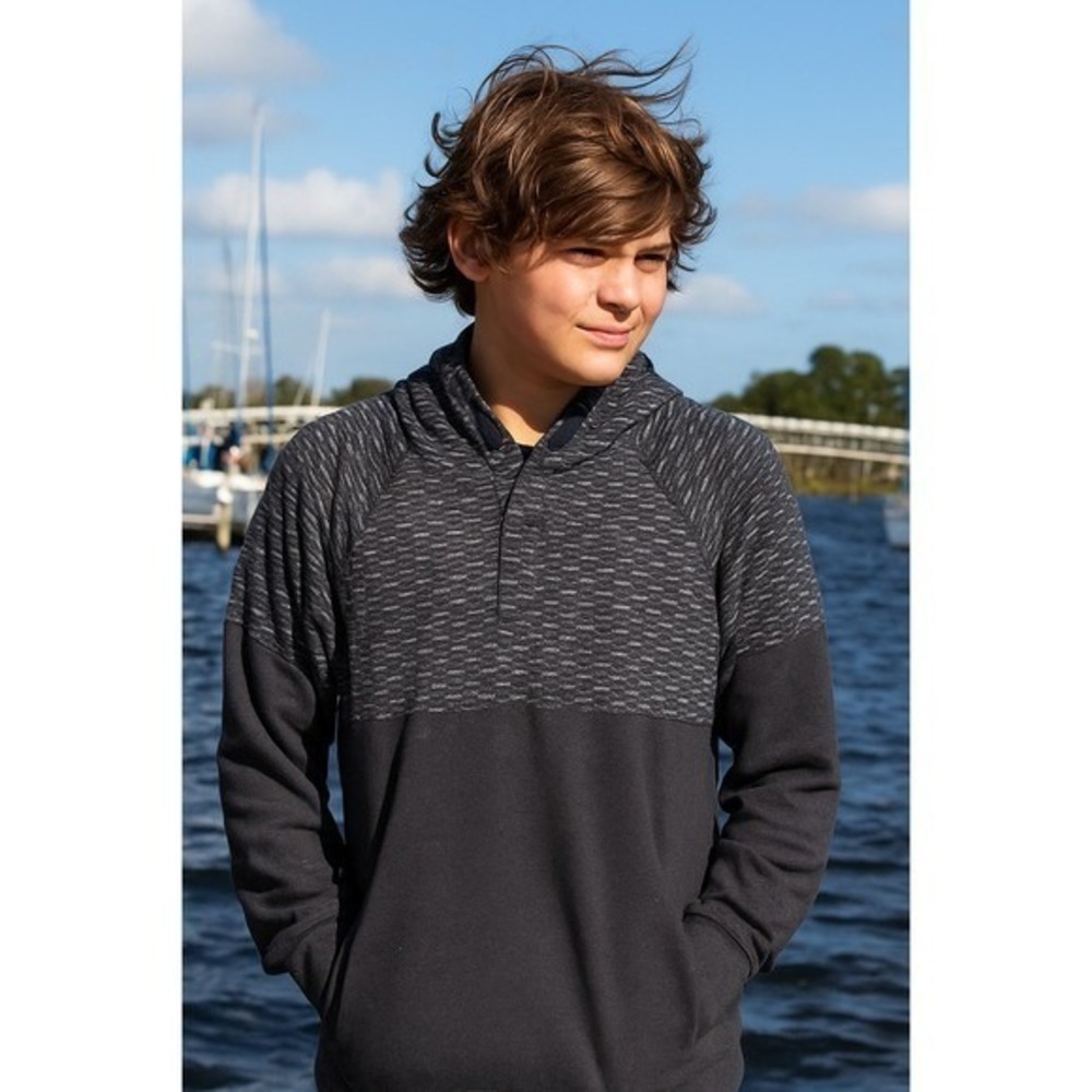 American Rag CIE Mens Medium Gray Textured‎ Sleeve Pullover Hoodie